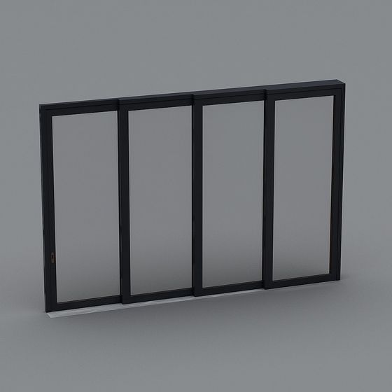 Sleek Low-Polygon Sliding Door 3D model