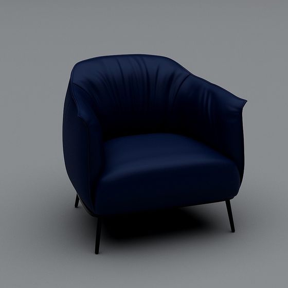 Chic Navy Blue Armchair 3D model for Modern Interiors