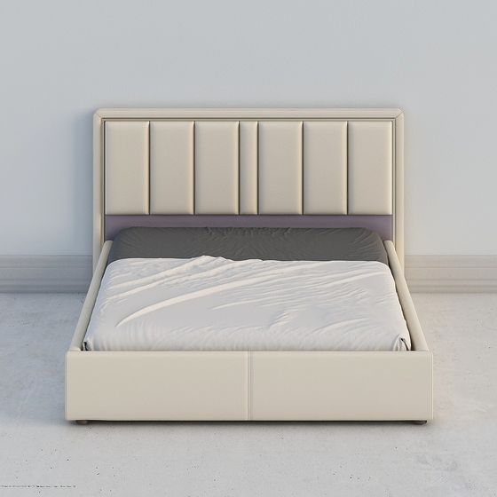 Elegant Minimalist Bed 3D model for Modern Interiors