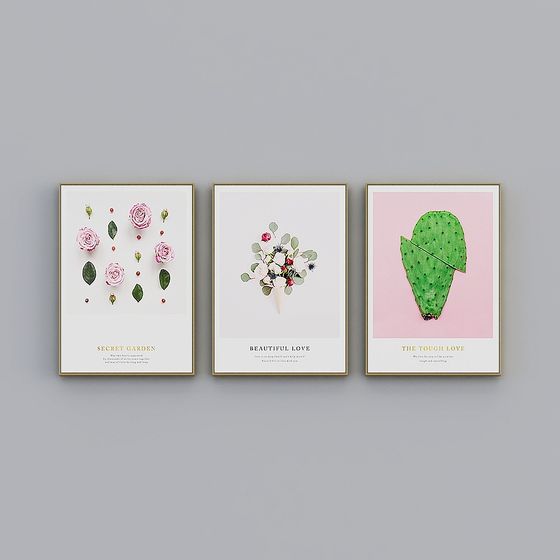 그림이 있는 의례 풀 하우스 - 트리플 - 작은 신선한 장미 선인장