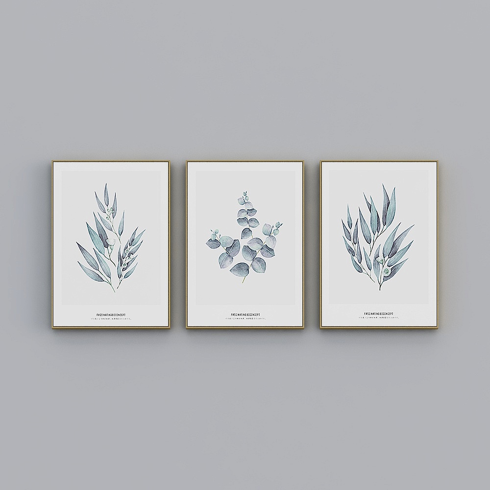 The whole house with painting - triple - small fresh leaves one