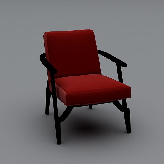 Elegant Red and Black Armchair 3D model for Contemporary Spaces