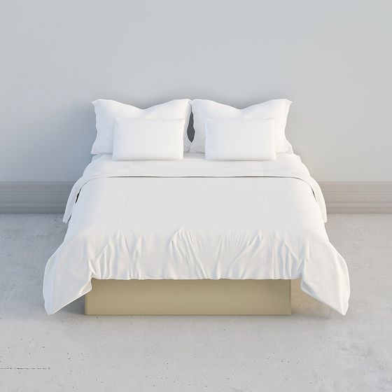 Cozy Double Bed 3D Model in Gray