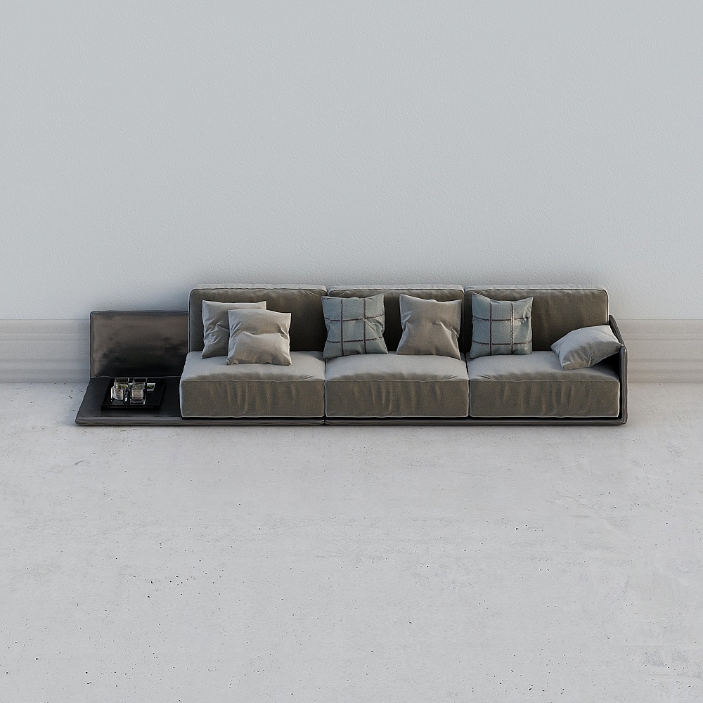 Modern black and white gray multiplayer sofa 03