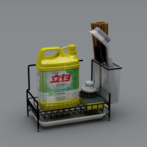Functional Cleaning Supplies Storage Rack 3D model