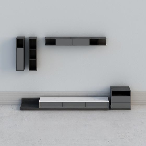 Modern Minimalist 3D TV Cabinet Set