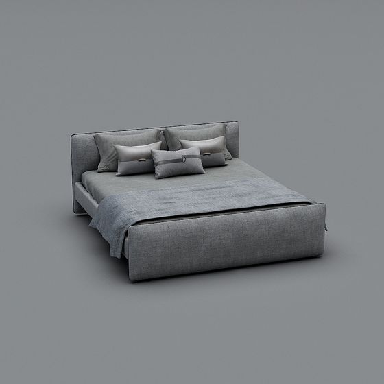 Sophisticated Minimalist Bed 3D model for Modern Interiors