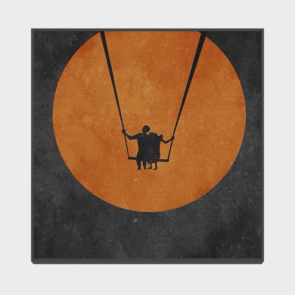 Warm Sunset Swing Scene 3D Model – Low-Poly Silhouettes