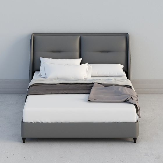 Elegant Modern Minimalist Bed 3D model