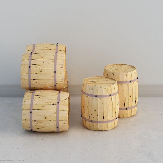 Vintage Style Wooden Barrel 3D model