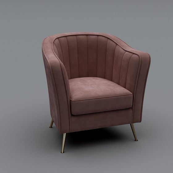 Elegant Velvet Armchair 3D model for Modern Interiors