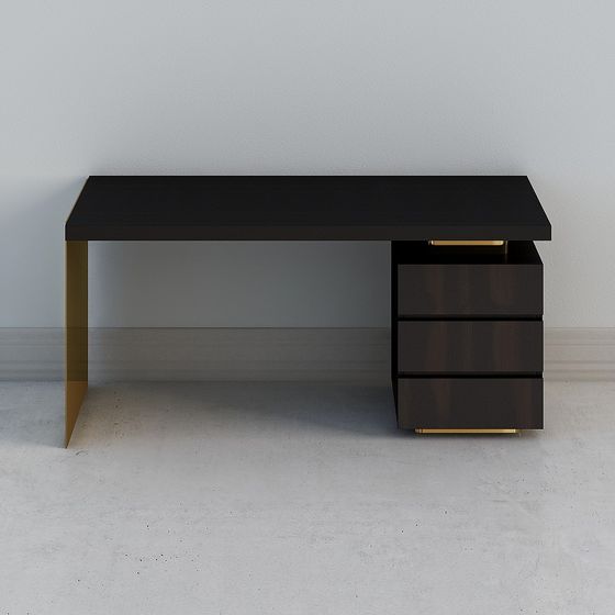 Elegant Black and Gold Desk 3D model