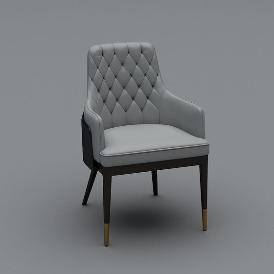 Elegant Gray Leather Armchair 3D model