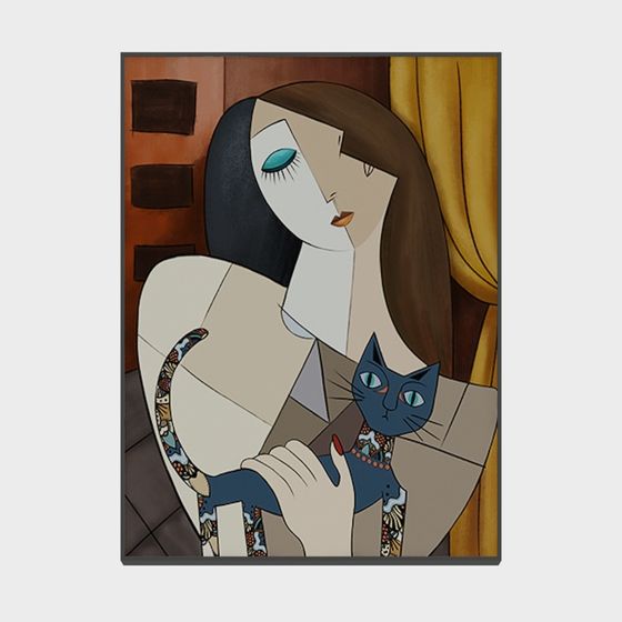 Abstract Woman and Cat 3D model for Artistic Designs