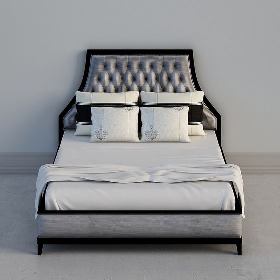 Elegant Low-Poly Bed 3D Model Design