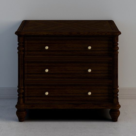 Elegant Retro Bedside Table 3D model