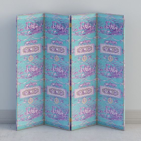 Elegant Folding Screen 3D model for Interior Spaces