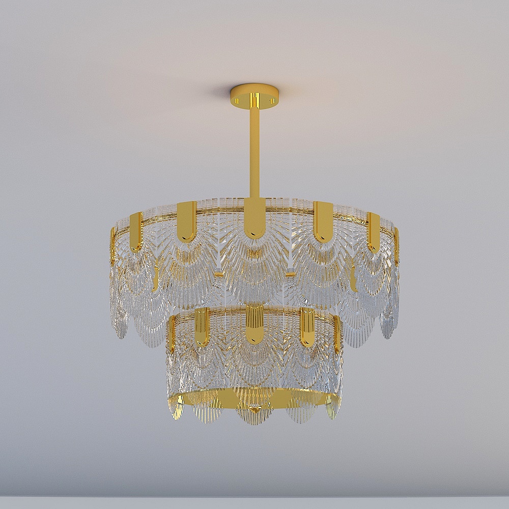 Early West Italian style antique glass chandelier Nordic modern minimalist light designer bedroom living room lamp - full copper double-layer 60cm (hanging chain)