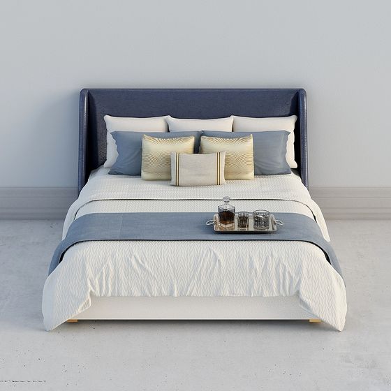 Stylish Low-Polygon Bed 3D model for Contemporary Spaces