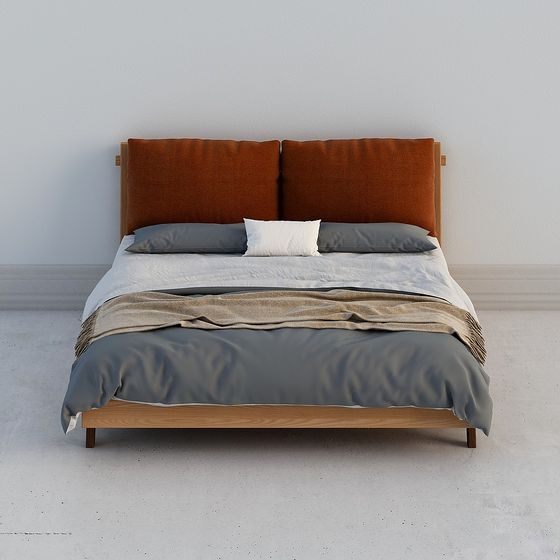 Stylish Low-Poly Bed Frame 3D model