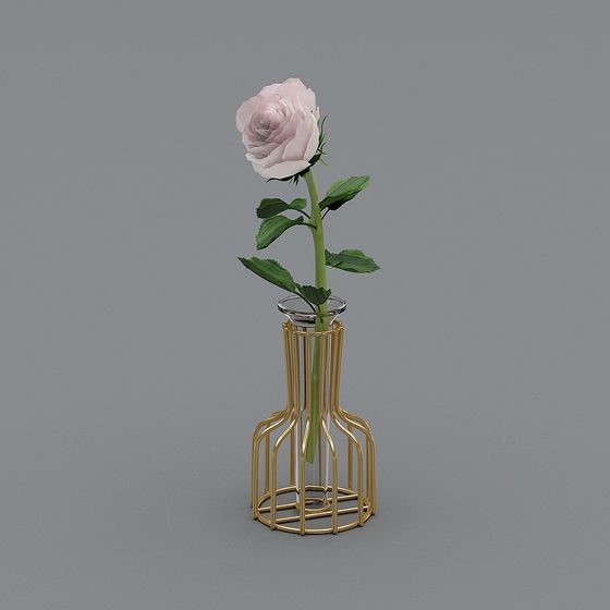 Rose and Golden Cage 3D model