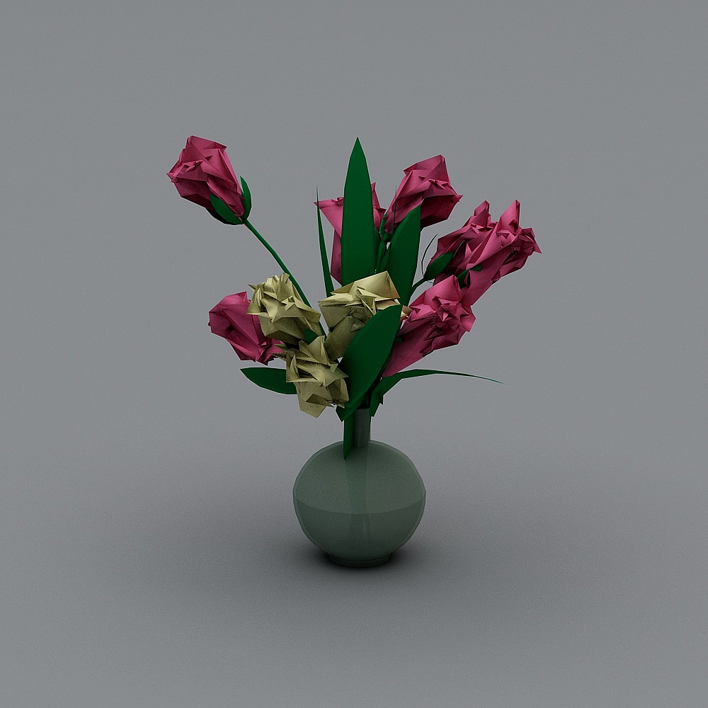 Plant 011 green vase red plants