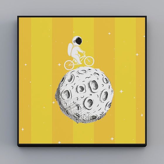 Astronaut Riding Bicycle on the Moon 3D model