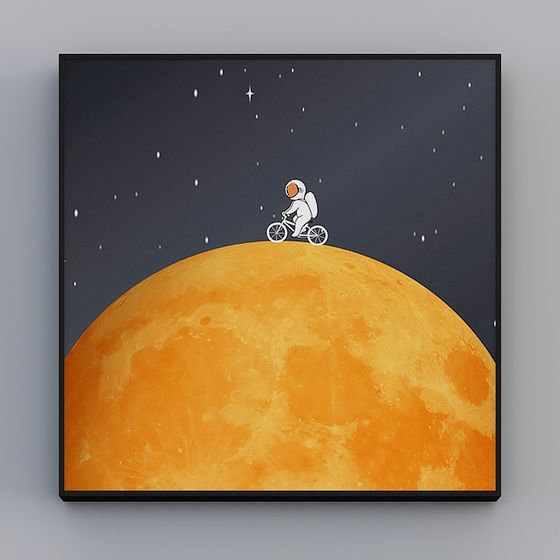 Astronaut Cycling on the Moon 3D model