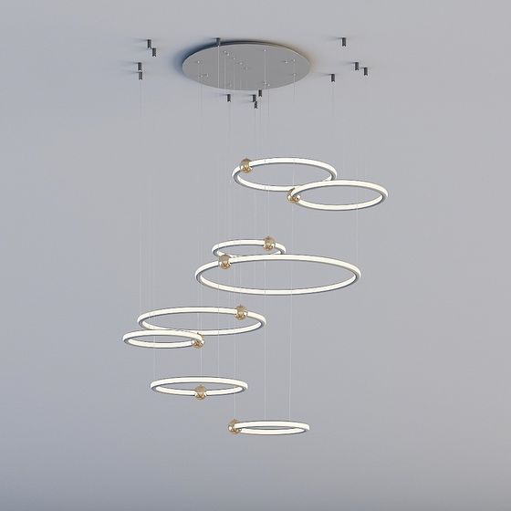 Stylish Halo Pendant Light 3D model