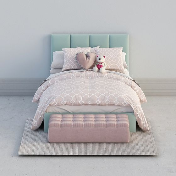 Elegant Low-Poly Bed 3D model for Modern Interiors