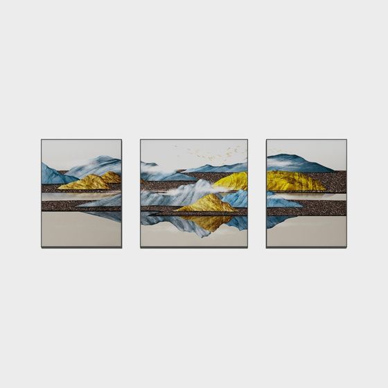 Mountain Reflection Triptych 3D model for Inspired Designs