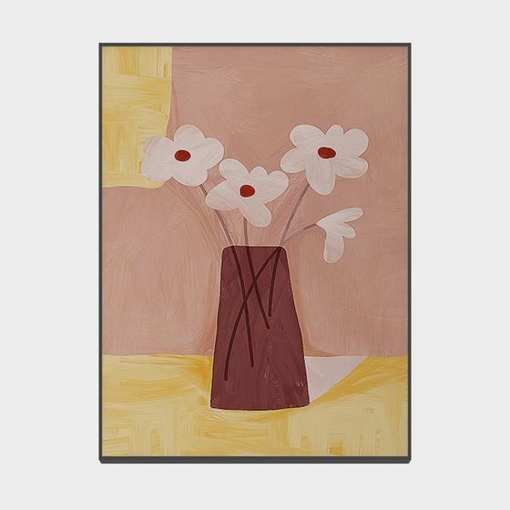 Elegant Flower Vase & Daisies 3D model