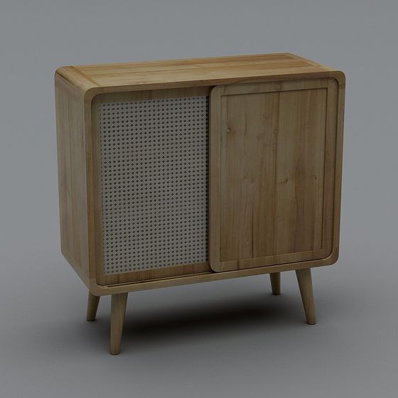 Minimalist Wooden Storage Cabinet 3D model