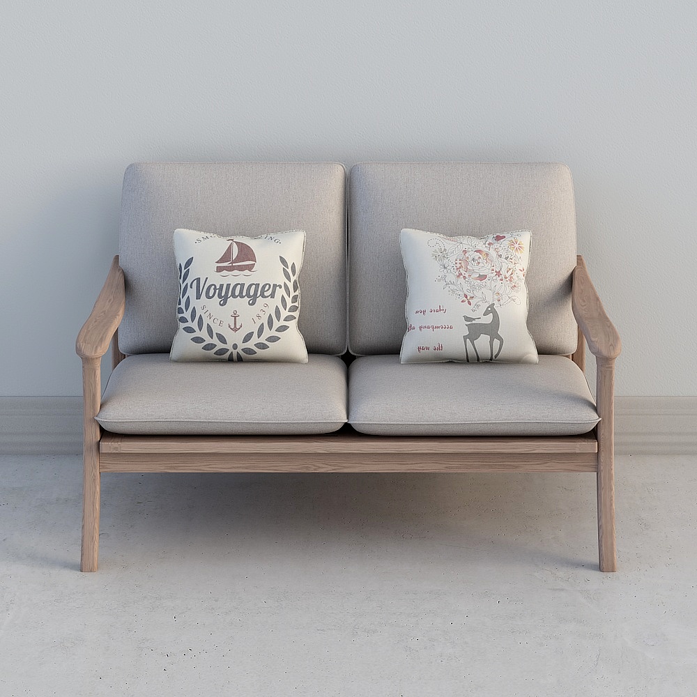 Huasongju - Nordic high-quality white wax wood - 125-15 two-person sofa (1)