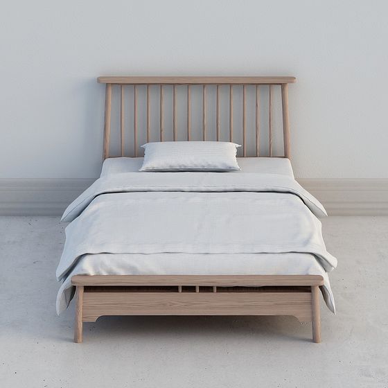 Elegant Low-Poly Bed Frame 3D model for Modern Spaces
