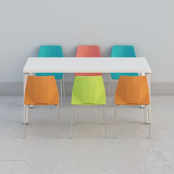 Colorful Conference Table and Chair 3D model