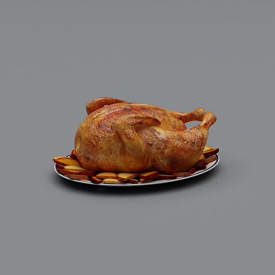 Realistic Low-Poly Roasted Chicken 3D model
