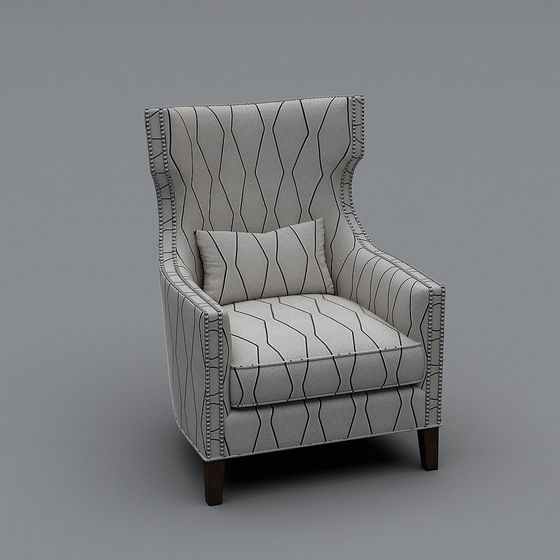 Elegant Wingback Chair 3D model