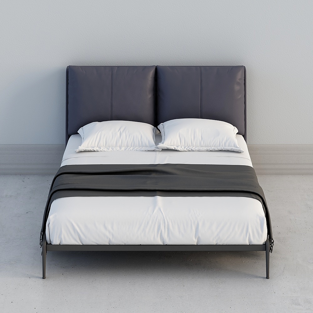 Arnault Italian light luxury leather bed head layer cowhide soft wrap wedding bed master bedroom modern Jane