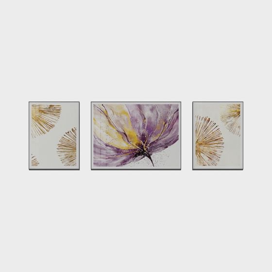 Abstract Floral Triptych 3D Model