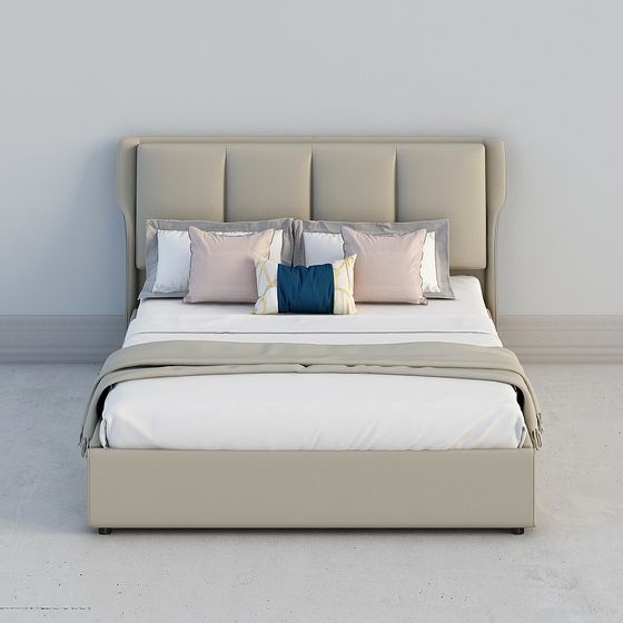 Elegant Low-Polygon Bed 3D model