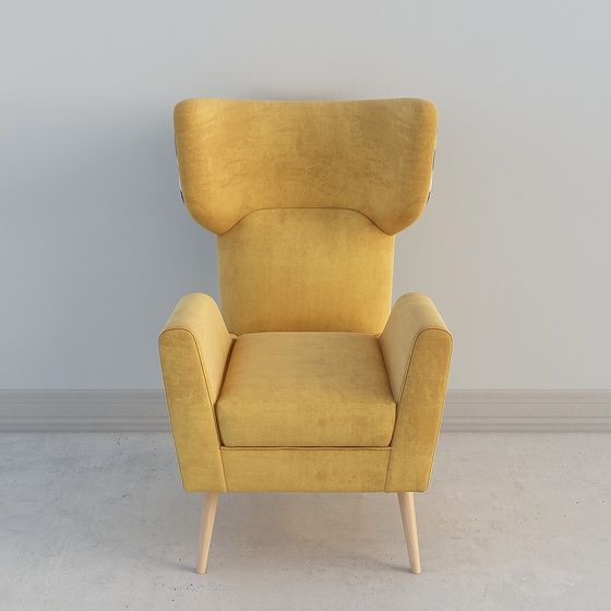 Vintage Yellow Wing Chair 3D model for Creative Spaces