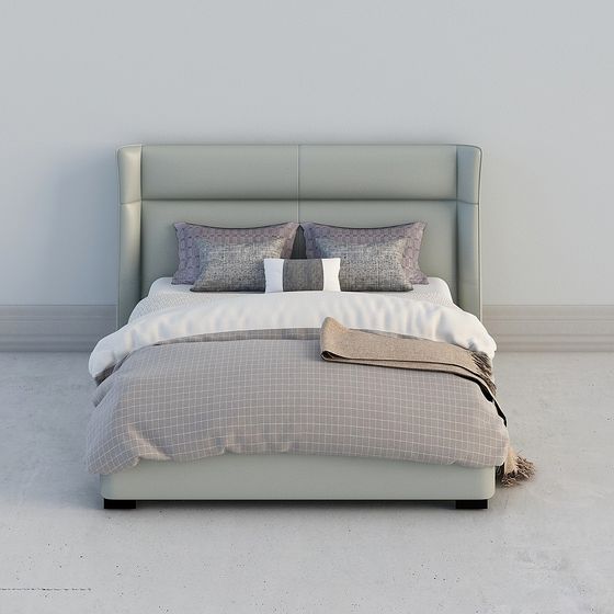 Stylish Low-Polygon Bed 3D model for Modern Homes