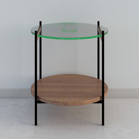 Glass and Wood Side Table 3D model