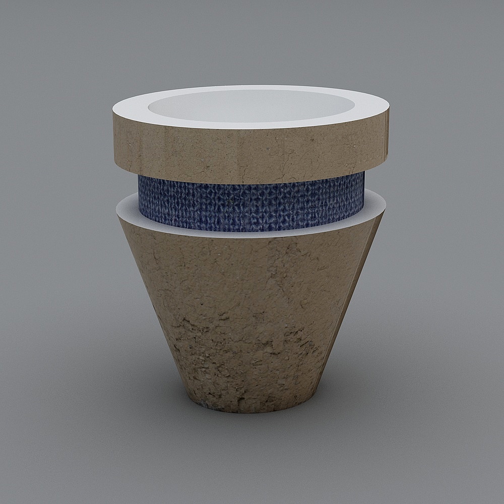 Stylish Concrete Flower Pot 3D model