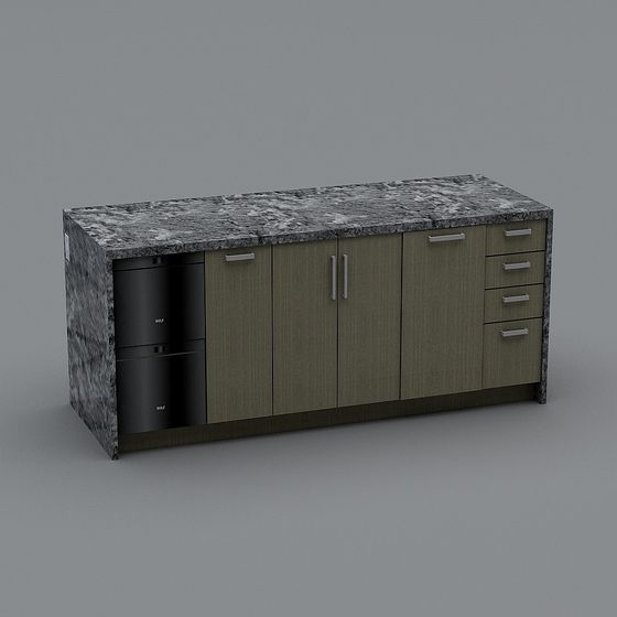 Minimalist Kitchen Island 3D model