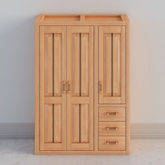 Elegant Low-Poly Wardrobe 3D model