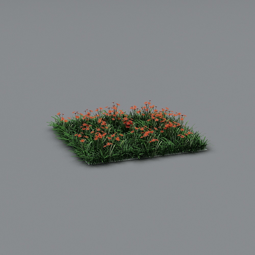 Lush Grass and Wildflowers 3D model