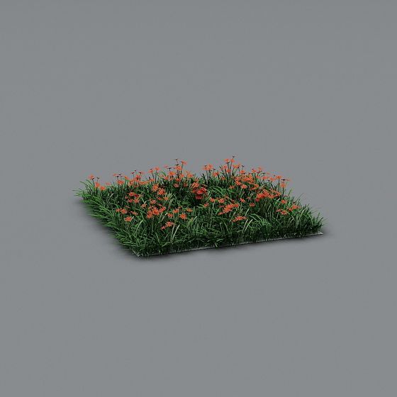Lush Grass and Wildflowers 3D model