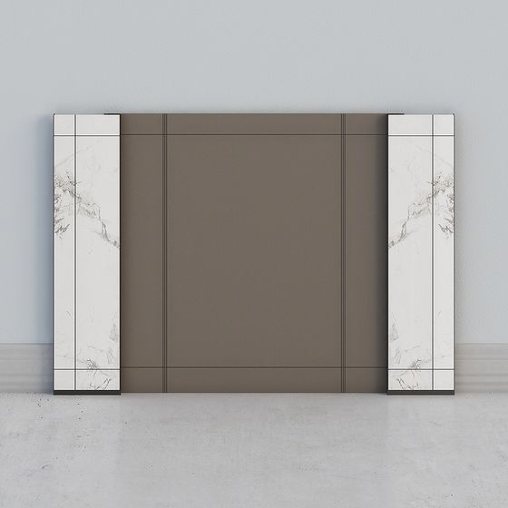 Elegant Beige Marble & Wood Panel 3D model